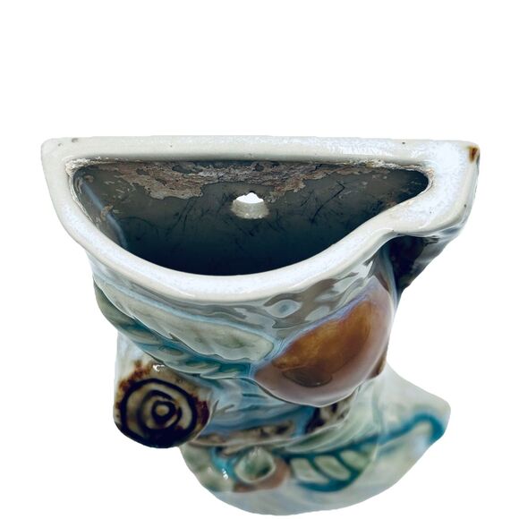 Vintage Wall Pocket Tree Stump with Peaches or Apples & Leaves on a Branch - Picture 8 of 10